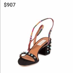 Valentino multicoloured Rockstud sandals in black suede